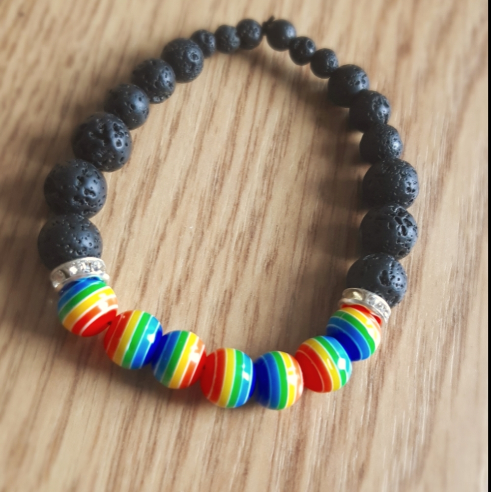 Pride lava stone bracelet